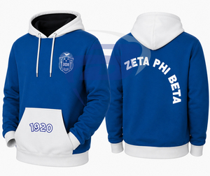 เสื้อฮู้ดผู้ชายสีน้ำเงิน Zeta Phi Beta ZPB Sorority พร้อมกระเป๋าจิงโจ้สีขาว 1920 คัลเลอร์บล็อก พูลโอเวอร์ลำลอง เสื้อฮู้ดผู้หญิง ZPB - Product Image 3