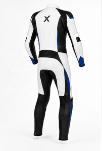 Combinaison de moto en cuir légère pour course sur circuit |   Blanc Noir Bleu |   Fabricant OEM ODM |   Qualité de conception haut de gamme | - Product Image 2
