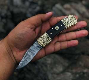 OFERTA ESPECIAL: Navaja Plegable de Acero de Damasco Hecha a Mano con Punta Caída, Mango de Madera Personalizado, Logotipo Personalizado, OEM, para Caza y Camping al Aire Libre de Alta Calidad - Product Image 4