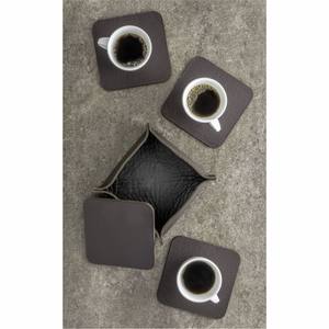 ชุดจานรองแก้วหนังเทียมสีน้ำเงินหรูหรา 4 ชิ้น กันน้ำ ลายหนังงู ทำจากหนัง PU รูปทรงกลม สำหรับโต๊ะกาแฟ บาร์ โรงแรม ตกแต่ง - Product Image 6