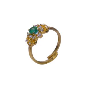 Wedding Wear 925 Sterling <b>Silver</b> Gold Plated Jewelry <b>Emerald</b> White Topaz Gemstone Women Wear Classic <b>Ring</b> - Product Image 1