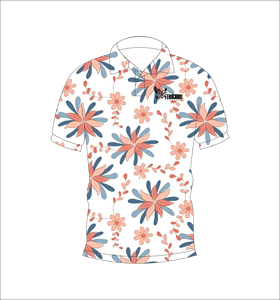 เสื้อโปโลลายดอกไม้สไตล์เรโทร พิมพ์ลายทั้งตัว เสื้อกอล์ฟแขนสั้น ชุดกีฬาทีม - Product Image 5