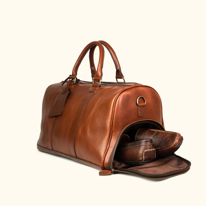 Genuine Leather <b>Duffel</b> <b>Bag</b> with Adjustable Strap Zipper Closure 20-30L Capacity for Men Travel Casual Style - Product Image 4