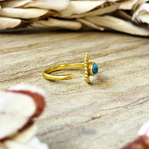 <b>Unique</b> Design Turquoise <b>Rings</b> Tribal Sunburst Bands Boho Brass Silver <b>Ring</b> Women 18k Gold Plated Dainty <b>Engagement</b> Jewelry Third - Product Image 3