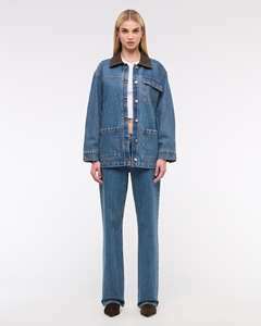 Chaqueta vaquera OEM para mujer, abrigo informal de otoño, chaqueta vaquera con botones, abrigo oversize - Product Image 5