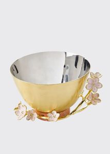 Bol à salade en verre sur base métallique dorée antique, bol de service moderne en argent moucheté pour événements festifs décoratifs - Product Image 4