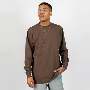 เสื้อยืดแขนยาวผู้ชายทรงโอเวอร์ไซส์ ผ้าคอตตอนหนานุ่ม สไตล์สตรีทแวร์ วินเทจ ลุคซักยีนส์ คอกลม ไม่มีลาย สไตล์ฮิปฮอป - Product Image 3