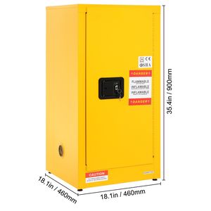 Armadio di Sicurezza Antideflagrante per Liquidi Infiammabili in Acciaio Laminato a Freddo da 16 Galloni 18,1 X 18,1 X 35,4 per Stoccaggio in Magazzino - Product Image 6