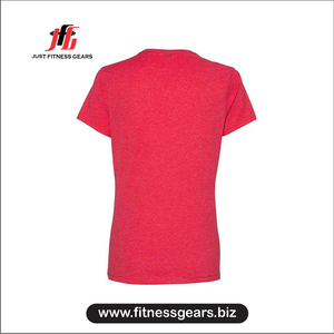 Just Fitness Gears Women's Red Crew Neck Short Sleeve T-Shirt Solid Color Breathable Knitted Cotton Casual Wear - Product Image 2