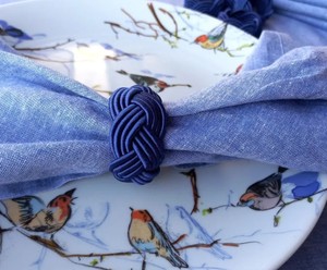 Anillo para Servilletas con Nudo de Algodón, Anillos para Servilletas con Nudo de Rayón Hechos a Mano, Anillos para Servilletas con Nudo Azul Marino - Product Image 4