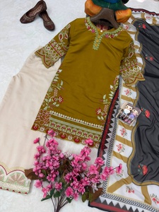 Premium Quality Roman Silk Pakistani Embroidered <b>Suit</b> With Wide Leg <b>Trouser</b> And Dupatta for Party <b>Wedding</b> Available for Sale - Product Image 3