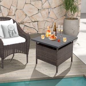 Tavolino Quadrato in Vimini per Patio con Foro per Ombrellone, Ideale per Giardino, Cortile e Bordo Piscina - Product Image 2