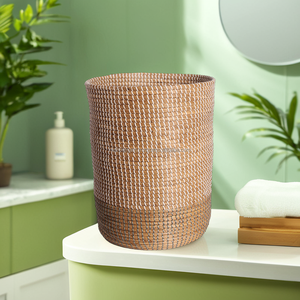 Cesta de lavandería de algas marinas naturales más vendida de Vietnam con cuerdas de PP para almacenamiento de baño, hecha de materiales de plástico PE - Product Image 5
