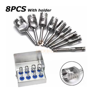 Premium Stainless Steel Dental Implant Trephine Drills <b>Kit</b> 8pcs Bone Cutting Burs Set <b>Polished</b> Surface CE Oral Surgery Medic - Product Image 1