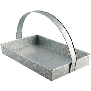 Plateau de service rectangulaire en métal galvanisé de haute qualité avec poignée, style ferme, organisateur en acier pour la décoration intérieure - Product Image 1