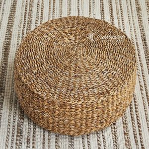 Seagrass Round Pouf Ottoman Woven Eco-Friendly Floor Cushion Stool and Rustic Home <b>Footrest</b> Pouf Hanoi Wholesale - Product Image 3
