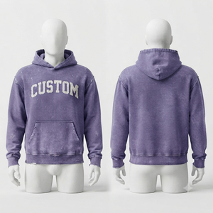 Sudadera con Capucha Personalizada, Color Morado, Algodón French Terry, Diseño con Bolsillo, Ropa Casual de Otoño para Hombre - Product Image 1