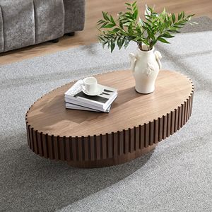 Tavolino moderno artigianale da 43.7 pollici con ellisse a tamburo con robusto piedistallo piccolo Design ovale per soggiorno - Product Image 2