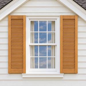 Volets de fenêtre à persiennes en bois massif sur mesure, finition bois naturel, volets décoratifs extérieurs pour maisons de style campagnard - Product Image 3