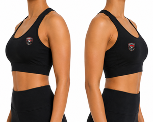 Custom Women's Solid Black Racerback Sports Bra High Waist Leggings Activewear <b>Set</b> Summer Embroidered Logo Stretch Breathable - Product Image 3