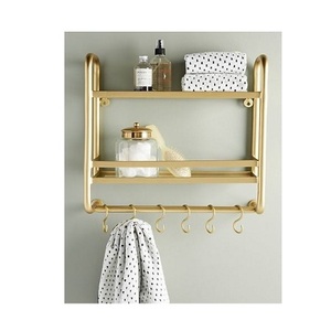 Exclusive Quality Metal Gold Color Wall Mounted Rack Marvelous Design Customized Shape Bathroom Rack In India - Product Image 3