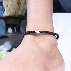 Bracelet étoile en paracorde noir fait main avec pierres précieuses, personnalisé pour les relations, bijou ajustable pour homme, protection et guérison - Product Image 4