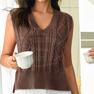 Vêtement décontracté Gilet court en tricot pour femme Vêtements tendance Gilet court en tricot pour femme en vente en ligne - Product Image 4