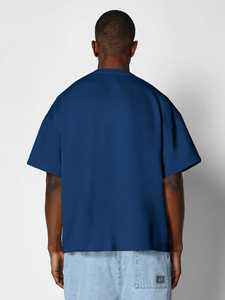 Camiseta de manga corta para hombre, azul marino, azul real, lisa, sencilla, holgada, de corte oversized, cuello redondo, básica. - Product Image 6