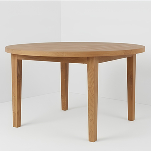Table à manger ronde en teck naturel avec plateau à lattes géométriques, mobilier hôtelier pour projets d'hôtels, de resorts et de restaurants, Jepara, Indonésie - Product Image 5