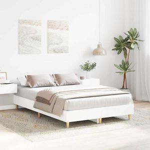 Cadre de lit en bois d'ingénierie blanc 53,94 x 74,80 po, lits en bois élégants - Product Image 1