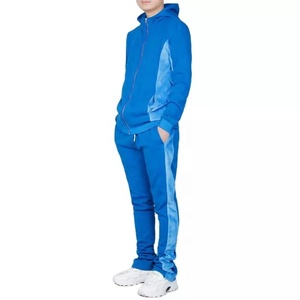 Latest Design <b>Plain</b> <b>Tracksuits</b> Men Zipper Hoodie With Stacked Pant Two Piece Set Winter Sets Stack Suit - Product Image 2
