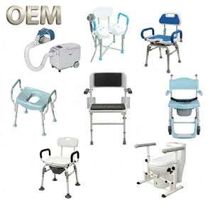 OEM Taiwan <b>Height</b> <b>Adjustable</b> Wall-Mounted Aluminum Folding Shower Seat Chair Bath <b>Stool</b> Padded Backrest Armrest Bathroom Safety - Product Image 1