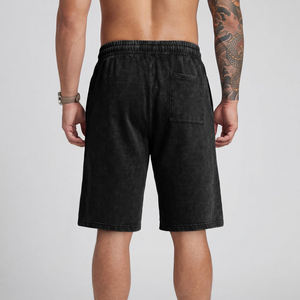 Shorts pour hommes à cordon de serrage, délavés à l'acide, respirants, pour l'été, avec design personnalisé OEM - Product Image 2