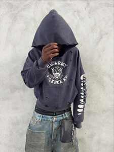 Sweat à capuche double personnalisé pour homme, en molleton 100 % coton épais, style streetwear, effet vieilli, respirant, écologique, avec poches - Product Image 2