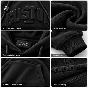 Custom Embossed Logo <b>Women's</b> Hoodie <b>Fleece</b> Sweatshirt <b>Black</b> Front Pocket Regular Fit Autumn Wear - Product Image 5