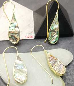 Gold Plated Teardrop <b>Shell</b> Inlay Drop Earrings Bohemian Style Women's Jewelry G720 - Product Image 1