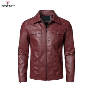 Nouvelle veste en toile et cuir vintage décontractée pour homme, tenue d'hiver, design motard, poche avant, logo - Product Image 3