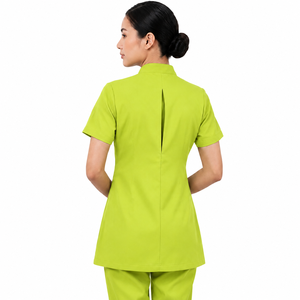 Tunique asymétrique boutonnée pour femme, uniforme de spa, marque privée, pour salon de beauté, extensible et douce, pour esthéticienne et technicienne ongulaire - Product Image 3