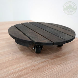 Support de jardinière à roulettes en bois minimaliste vintage Roues verrouillables Frein Écologique Capacité de 150kg Utilisation pour le jardin Chariot de déménagement de fleurs - Product Image 3