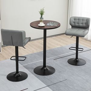 Tavolo da Cocktail Rotondo da 42 Pollici con Piano in Legno Invecchiato e Struttura in Acciaio, Marrone e Nero, per Appartamento, Casa, Bar, Cucina, Sala da Pranzo - Product Image 2