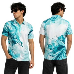 Polo de Golf con Estampado Geométrico Verde Lima y Negro, Tela Flexible de Alto Rendimiento, Resistente a la Decoloración, Corte Ajustado - Product Image 4