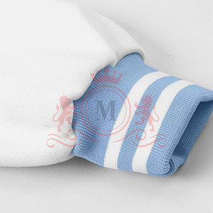 Best Seller Sky Blue <b>White</b> Letterman <b>Jacket</b> Lightweight Fabric Snap Button Stylish Daily Wear - Product Image 2