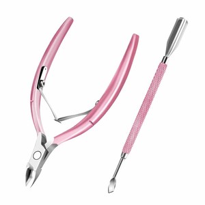 Pink Stainless Steel Cuticle Nipper with Pusher Tool Professional Manicure <b>Pedicure</b> <b>Set</b> for Adults - Product Image 1