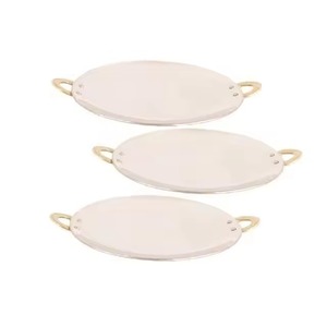 Copper Round Cooking <b>Pans</b> with Brass <b>Handles</b> Durable Modern Design for Kitchen - Product Image 1