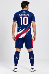 Maillot de football Salstar pour homme, kit personnalisé avec impression par sublimation du drapeau, col rond, manches courtes, évacuation de l'humidité, coupe athlétique, logos d'équipes de club - Product Image 4