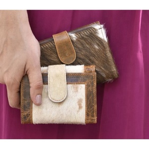 New Design Real Cowhide Fur Leather Clutch Carving Stylish Multi Uses Western Hot Sale Real Cowhide <b>Small</b> <b>Wallets</b> For Women - Product Image 1