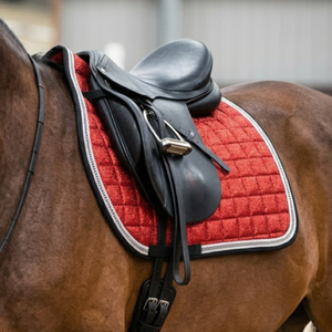 Premium Custom Logo <b>Red</b> <b>Glitter</b> Sparkle Horse Saddle Pad Square Quilted Show Jumping General Purpose Saddlecloth Rhinestone - Product Image 4