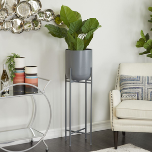 Macetas elegantes de color negro mate con soportes geométricos arquitectónicos, disponibles a precios de mayorista para un aspecto moderno. - Product Image 3