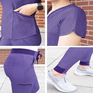 New Fashion Medical Uniforms Nursing <b>Scrubs</b> Joggers <b>Sets</b> 100% Polyester Knitted Quick Dry Breathable Male Female <b>Scrub</b> <b>Sets</b> - Product Image 4