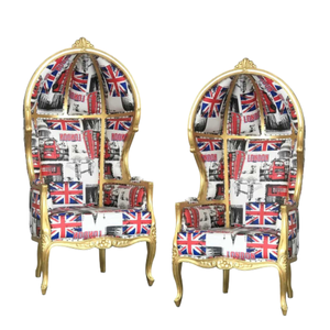Gold French Throne Chairs Fabric <b>Cushion</b> Highback With Canopy Chairs For Wedding and Banquet Furniture Luxury Throne Chairs - Product Image 6